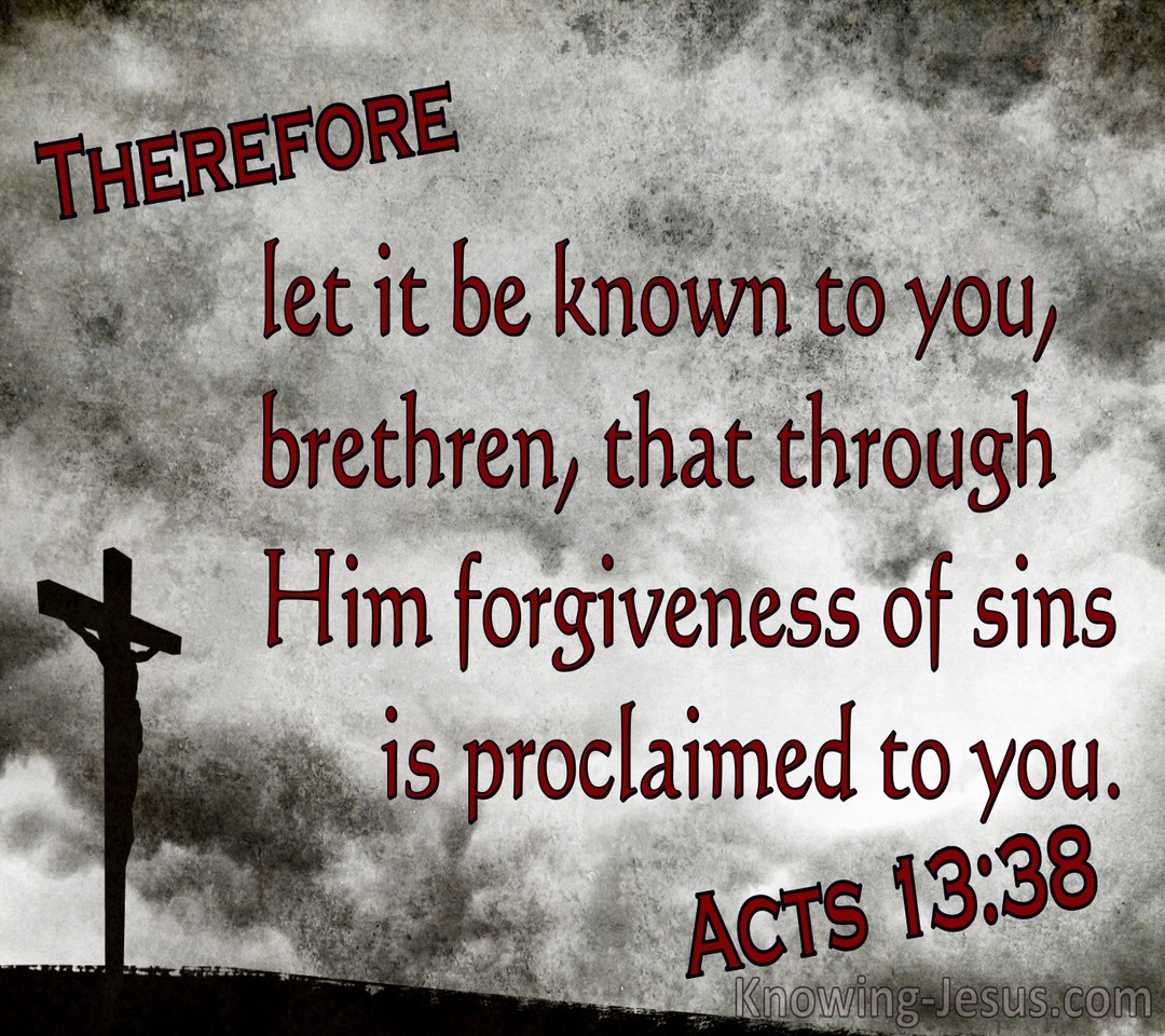Acts 13:38 Brethren, Through Him Is Forgiveness Of Sins Proclaimed (gray)